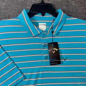 Callaway Shirt Men Performance Golf Polo Cooling Opti-Dri Blue Orange XL NEW